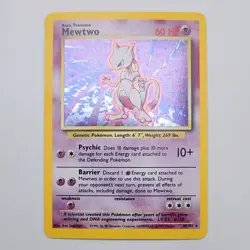 1999 Pokemon TCG- Mewtwo 10/102 Base Set Unlimited Holo, LP - Image 3