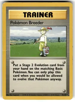 Pokemon Breeder 76/102 Rare Base Set Unlimited Pokemon HP - Image 1