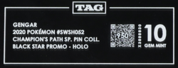 2020 Pokemon Champion's Path Holo SWSH052 Gengar Black Star Promo TAG 10 (950) - Image 3