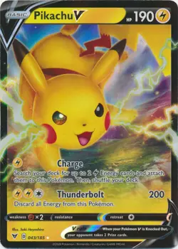 Pokemon - Pikachu V - 043/185 - SWSH Vivid Voltage - Ultra Rare - Near Mint - Image 1