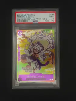 2024 ONE PIECE OFFLINE REGIONALS PACK 2024 VOL.2 #041 MONKEY D. LUFFY PSA 9 - Image 1