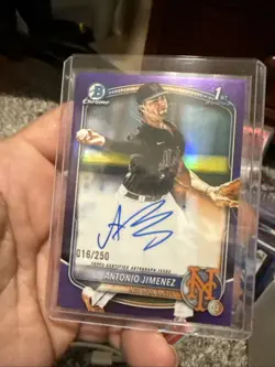 2025 Bowman Draft Antonio Jimenez Chrome Auto Purple Refractor 1st #/250 Mets - Image 1
