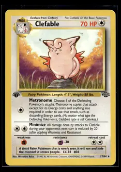 1st Edition Clefable (17) Rare Jungle 17/64 NM - Image 1