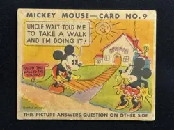 1935 Mickey Mouse Gum Card R89 - Early Disney #9 Type 1 Minnie - Image 1