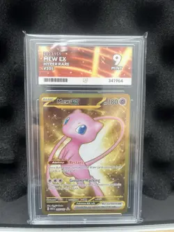 Pokemon TCG Mew EX 205/165 Scarlet & Violet 151 Gold Holo Card Graded Ace 9 - Image 1