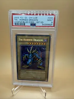 2002 LOB-000 1st PSA 9 MINT - Tri-Horned Dragon Secret Rare Legend of Blue-Eyes - Image 1