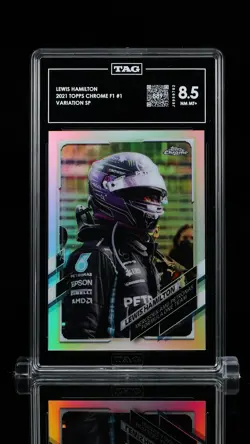 2021 Topps Chrome F1 #1 Lewis Hamilton Variation SP TAG 8.5 - Image 1