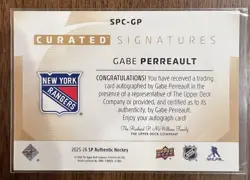 Gabe Perreault 2025-26 UD SP Authentic Curated Signatures RC Auto 121/299 - Image 2
