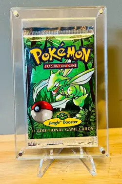 1999 Pokemon Jungle Scyther Booster Pack Mint! HeavyU Acrylic Case and Stand! - Image 1