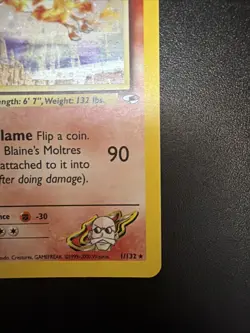 Pokemon TCG Blaine's Moltres Gym Heroes Holo Card 1/132 - Image 5