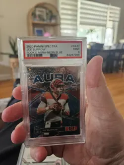 2020 Panini Spectra Rookie Aura Joe Burrow Neon Blue Disco /50 PSA 9 Bengals - Image 1