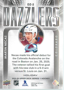 2025-26 Upper Deck Dazzlers Martin Necas Colorado Avalanche #DZ-2 Holiday - Image 2