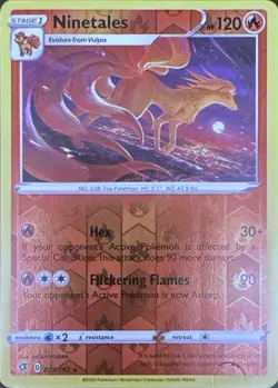 Ninetales 025/192 Rare Rebel Clash Pokemon Reverse Holo Lightly Played - Image 1