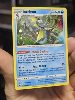 Pokemon TCG Inteleon 058/202 Cosmos Holo Exclusive W/HD Galaxy Hand Swirl - Image 2