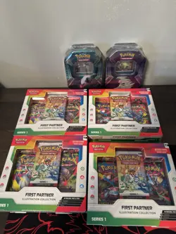 4x Pokemon TCG First Partner Illustration Collection Series And 2 TINS - Image 1