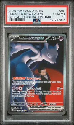 2026 POKEMON ASC EN-ASCENDED HEROES #281 TEAM ROCKET'S MEWTWO EX PSA 10 - Image 1