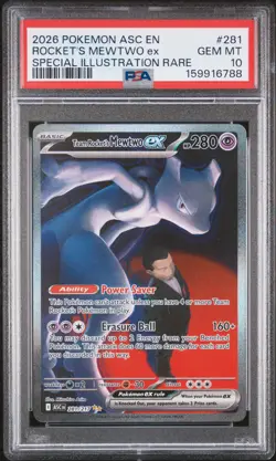 2026 POKEMON ASC EN-ASCENDED HEROES #281 TEAM ROCKET'S MEWTWO EX PSA 10 - Image 1