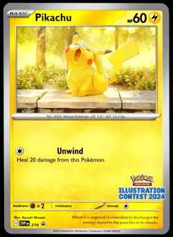 Pokemon TCG Pikachu SVP 214 Illustration Contest 2024 Black Star Promo Card - NM - Image 1