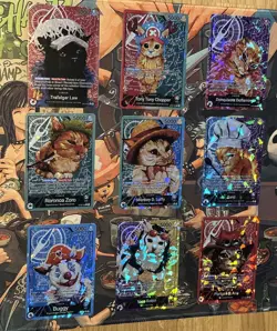 One Piece TCG CUSTOM Cat MEME Leader 9 Collectible Anime Cards Luffy - Image 1