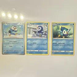 Piplup Cute 3 Card Pokemon Bundle (54/236 card is Heavily Played) - Image 1