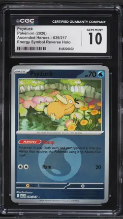 CGC 10 ENGLISH Psyduck 039/217 Energy Symbol Holo Ascended Heroes Pokemon - Image 1