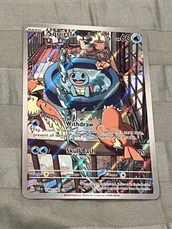 Pokemon TCG Squirtle Stellar Crown Illustration Card 148/142 Near Mint - Image 1