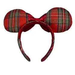 Disney Parks Red Plaid Tartan Holiday Minnie Ears Headband RARE Pre-Owned - Image 3