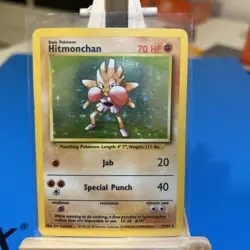 Pokemon TCG Hitmonchan Base Set Holo Card 7/102 Unlimited Rare LP - Image 2