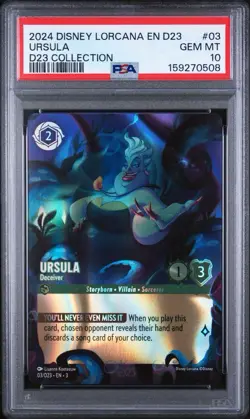 Disney Lorcana 2024 Ursula - Deceiver D23 Promos Holo #3 PSA 10 EN - Image 1