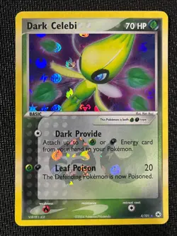Dark Celebi 4/101 Holo Reverse Foil EX Hidden Legends Moderately Played Pokemon - Image 1