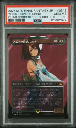 PSA 10 Yuna Hope Of Spira Final Fantasy Borderless Surge Foil 0549 Japanese 2025 - Image 1