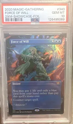 Force Of Will Borderless Foil 2020 MTG Double Masters 2XM PSA 10 Gem Mint - Image 1