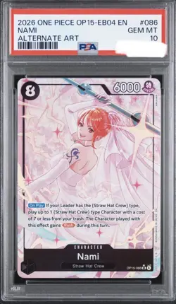 PSA 10 Nami GEM MINT OP15-086 Alternate Art SR Adventure on Kami's Island EB04 - Image 1