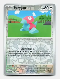 Porygon 137/165 Common MEW 151 Pokemon Reverse Holo NM/M - Image 1