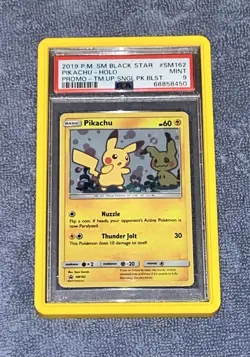 2019 Pokemon SM Black Star Promo Pikachu #SM162 Holo Team Up Blister PSA 9 GUARD - Image 1