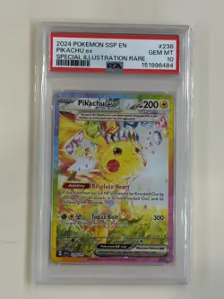 2024 POKEMON SSP EN-SURGING SPARKS SPECIAL ILLUSTRATION RARE PIKACHU EX PSA 10 - Image 1