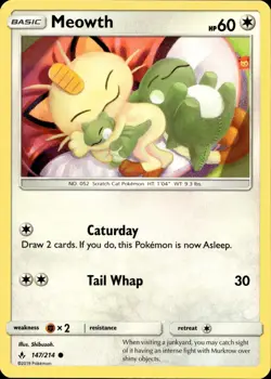 Meowth 147/214 C Unbroken Bonds Pokemon NM/M - Image 1