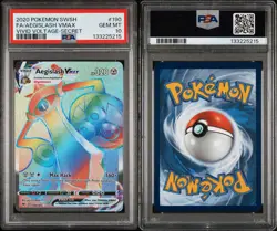 Pokemon TCG Aegislash VMAX Rainbow Secret Rare Card 190/185 Vivid Voltage PSA 10 - Image 1