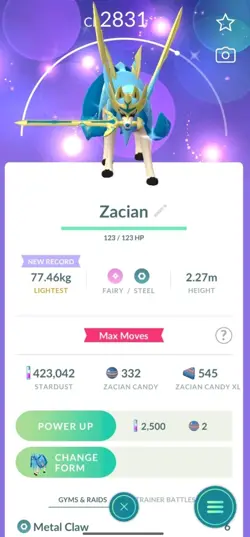 Pokemon GO Shiny Crowned Zacian - Image 1