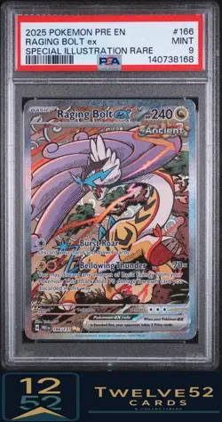 2025 Pokemon Pre En-Prismatic Evolutions Raging Bolt Ex 9 PSA - Image 1