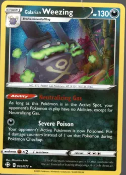 Pokemon Galarian Weezing Holo Rare Shining Fates 042/072 NM - Image 1
