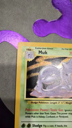 1999 Vintage WOTC Pokemon TCG Card Muk Fossil 13/62 Holo Rare Unlimited MP - Image 2