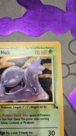 1999 Vintage WOTC Pokemon TCG Card Muk Fossil 13/62 Holo Rare Unlimited MP - Image 3