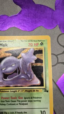 1999 Vintage WOTC Pokemon TCG Card Muk Fossil 13/62 Holo Rare Unlimited MP - Image 4