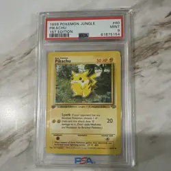 1999 Pokemon TCG Jungle Pikachu 1st Edition Regular English #60/64 PSA 9 - Image 1