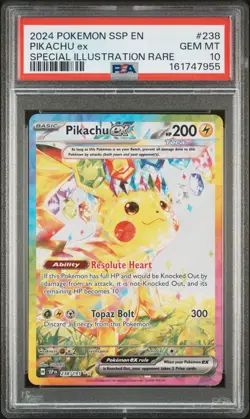 2024 POKEMON SSP EN-SURGING SPARKS SPECIAL ILLUSTRATION RARE PIKACHU EX PSA 10 - Image 1