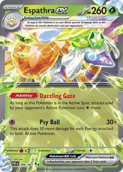 ESPATHRA EX 006/091 DOUBLE RARE PALDEAN FATES POKEMON NEAR MINT - Image 1