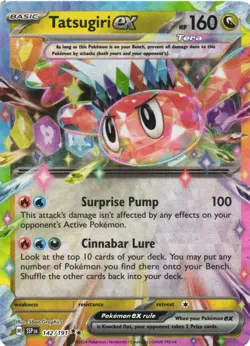 TATSUGIRI EX 142/191 DOUBLE RARE SURGING SPARKS POKEMON NEAR MINT - Image 2