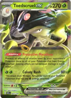 TOEDSCRUEL EX 022/197 DOUBLE RARE OBSIDIAN FLAMES POKEMON NEAR MINT - Image 2