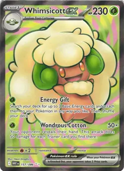 WHIMSICOTT EX 157/086 HOLO ULTRA RARE WHITE FLARE POKEMON NEAR MINT - Image 2